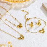 Jewelry Set Factory - 18K Gold Plated Bowknot Pendant Link Chain Necklace Set
