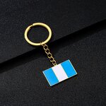 Enamel Keychain Factory - Guatemala Flag Charm Stainless Steel 18K Gold Plated