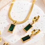 Jewelry Set Factory - Green Emerald 18K Gold Necklace Earrings Wedding Gift