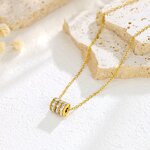 Tube Beads Necklace Factory - 18K Gold Plated Stainless Steel Zircon Rhinestone