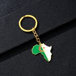 Country Flag Keychain Factory - 18K Gold Plated Africa Flag Stainless Steel
