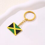 Country Flag Keychain Factory - 18K Gold Plated Enameled Jamaica Flag Bag Keychain