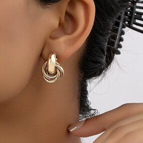 Geometric Earrings Factory - 18K Gold Silver Plated Multi Circle Shape Drop
