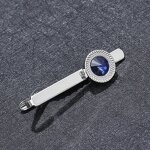 Cufflink Tie Clip Set Factory - Fashion Blue Zircon Cufflinks Wedding Gift Set