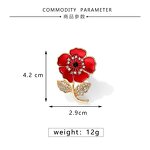 Remembrance Pin Factory - Enamel Poppy Flower Lest We Forget Zircon Brooch Badge