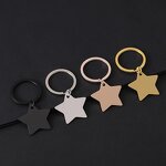 Keychain Factory - Stainless Steel Star Pendant Personalized Engraved Keyring