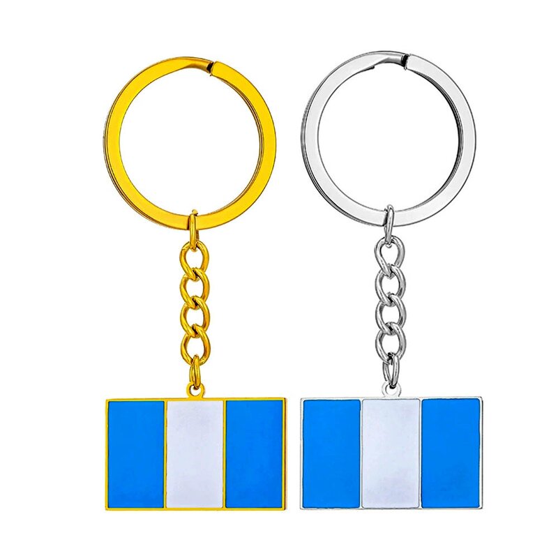 Enamel Keychain Factory - Guatemala Flag Charm Stainless Steel 18K Gold Plated