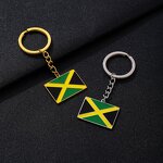 Country Flag Keychain Factory - 18K Gold Plated Enameled Jamaica Flag Bag Keychain