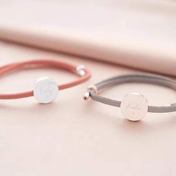 Beaded Bracelet Factory - Stainless Steel Personalized Engraving Round Disc Bead