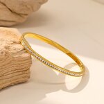 Cuff Bangle Factory - 4mm 18K Gold Plated Stainless Steel Zircon Open Bracelet