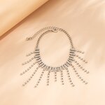 Tassel Anklet Factory - Lady Silver Tassel Rhinestones Crystal Zircon Summer Beach