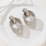 Geometric Earrings Factory - 18K Gold Silver Plated Diamond Shape Drop Statement