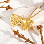 Photo Locket Necklace Factory - 18K Gold Stainless Steel Heart Shape Cylinder Locket
