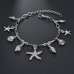 Seashell Anklet Factory - Summer Beach Starfish Sea Shell Charm Pendant Link Chain