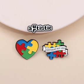 Autism Awareness Pin Factory - Enamel Puzzle Piece Design Autism Mom Lapel Pin