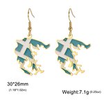Country Flag Earrings Factory - Waterproof Stainless Steel Enamel Greece Flag Map
