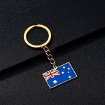 Country Flag Keychain Factory - Stainless Steel Australia Flag Charm 18K Gold