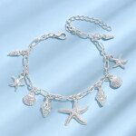 Seashell Anklet Factory - Summer Beach Starfish Sea Shell Charm Pendant Link Chain