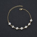 Crystal Anklet Factory - Lady Silver Gold Bling Crystal Zircon Link Chain Summer