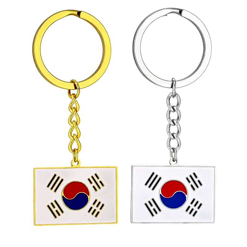 Country Flag Keychain Factory - Stainless Steel Enamel South Korea Flag Keychain