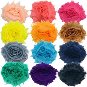 Chiffon Flower Factory - DIY 6cm Shabby Chiffon Lace Flower Fabric Rosette