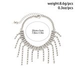 Tassel Anklet Factory - Lady Silver Tassel Rhinestones Crystal Zircon Summer Beach