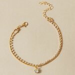 Tennis Anklet Factory - Lady Gold Bling Crystal Tennis Link Chain for Girl