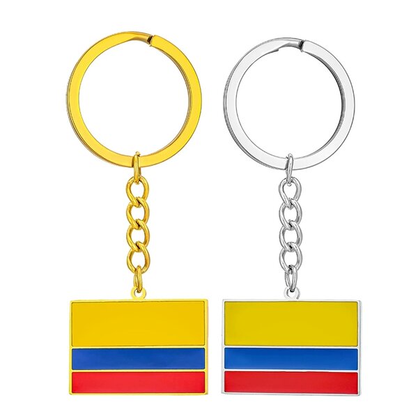 Country Flag Keychain Factory - 18K Gold Plated Colombia Flag Enamel Keyring