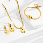 Jewelry Set Factory - Waterproof Stainless Steel Clover Pendant Snake Chain Set