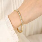 Cuff Bangle Factory - 4mm 18K Gold Plated Stainless Steel Zircon Open Bracelet