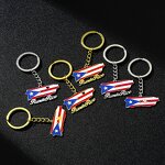 Country Flag Keychain Factory - 18K Gold Plated Puerto Rico Flag Charm Keychain