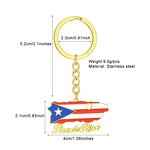 Country Flag Keychain Factory - 18K Gold Plated Enamel Puerto Rico Flag Charm