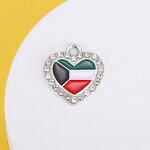 Kuwait Flag Charm Factory - Silver Enamel Kuwait Flag Rhinestone Crystal DIY