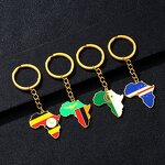 Country Flag Keychain Factory - 18K Gold Plated Africa Flag Stainless Steel