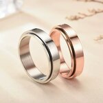 Spinning Ring Factory - 6mm Stainless Steel Rotatable Rose Gold Black Silver Plating