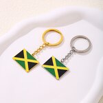 Country Flag Keychain Factory - 18K Gold Plated Enameled Jamaica Flag Bag Keychain