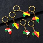 Country Flag Keychain Factory - 18K Gold Plated Africa Flag Stainless Steel