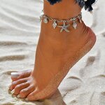 Seashell Anklet Factory - Summer Beach Starfish Sea Shell Charm Pendant Link Chain