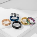 Spinning Ring Factory - 6mm Stainless Steel Rotatable Rose Gold Black Silver Plating