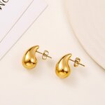 Jewelry Set Factory - 18K Gold Stainless Steel Hollow Water Drop Shape Set
