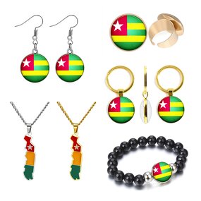 Country Flag Jewelry Set Factory - Togo Flag Charm Map Pendant Jewelry Set