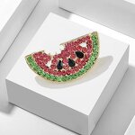 Palestine Support Pin Factory - Rhinestone Watermelon Shape Crystal Zircon Lapel Pin