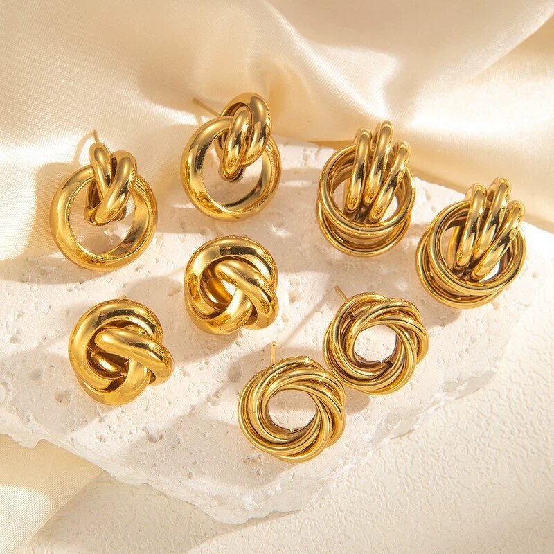 Hoop Earrings Factory - Waterproof 18K Gold Plated Geometric Circle to Circle