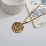 Pendant Necklace Factory - 316L Stainless Steel Retro Punk Wolf Head Cross Charm