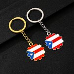 Country Flag Keychain Factory - 18K Gold Plated Enamel Puerto Rico Flag Charm