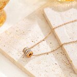 Tube Beads Necklace Factory - 18K Gold Plated Stainless Steel Zircon Rhinestone