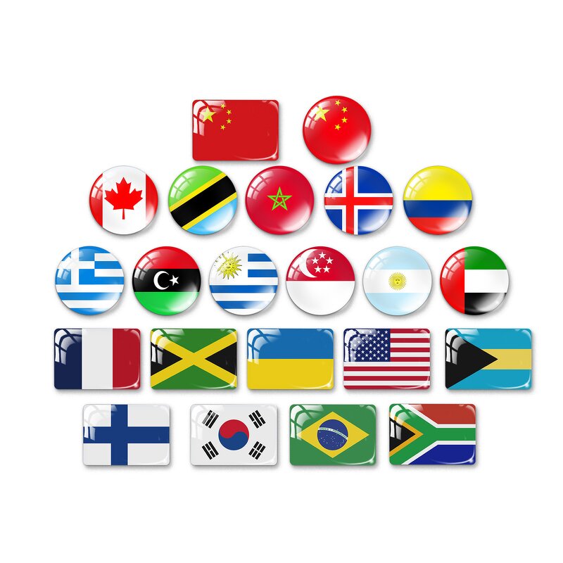 Fridge Magnet Factory - Factory Country Flag Design Glass Dome Cabochon Souvenir