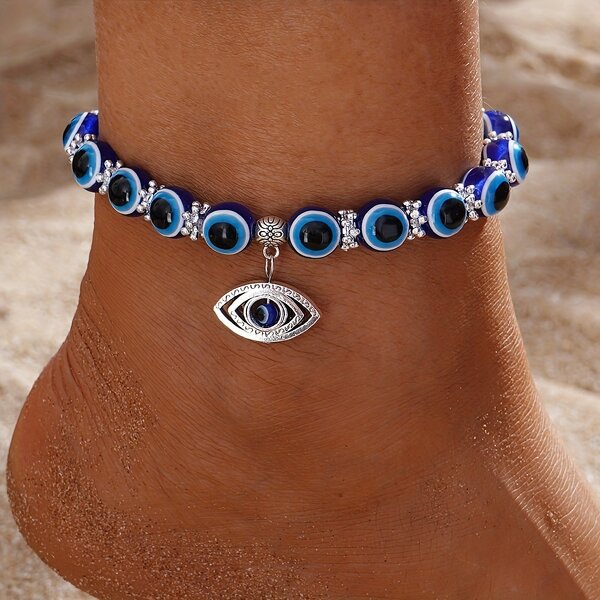 Evil Eye Anklet Factory - Summer Beach 8mm Turkish Amulet Blue Eye Beaded