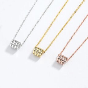 Tube Beads Necklace Factory - 18K Gold Plated Stainless Steel Zircon Rhinestone
