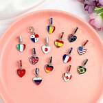 Country Flag Heart Charm Factory - Enamel Heart Shape Canada Australia Flag Charm